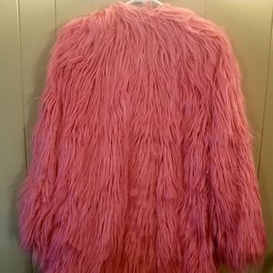 Forever 21 faux fur shag coat - Bubble gum pink